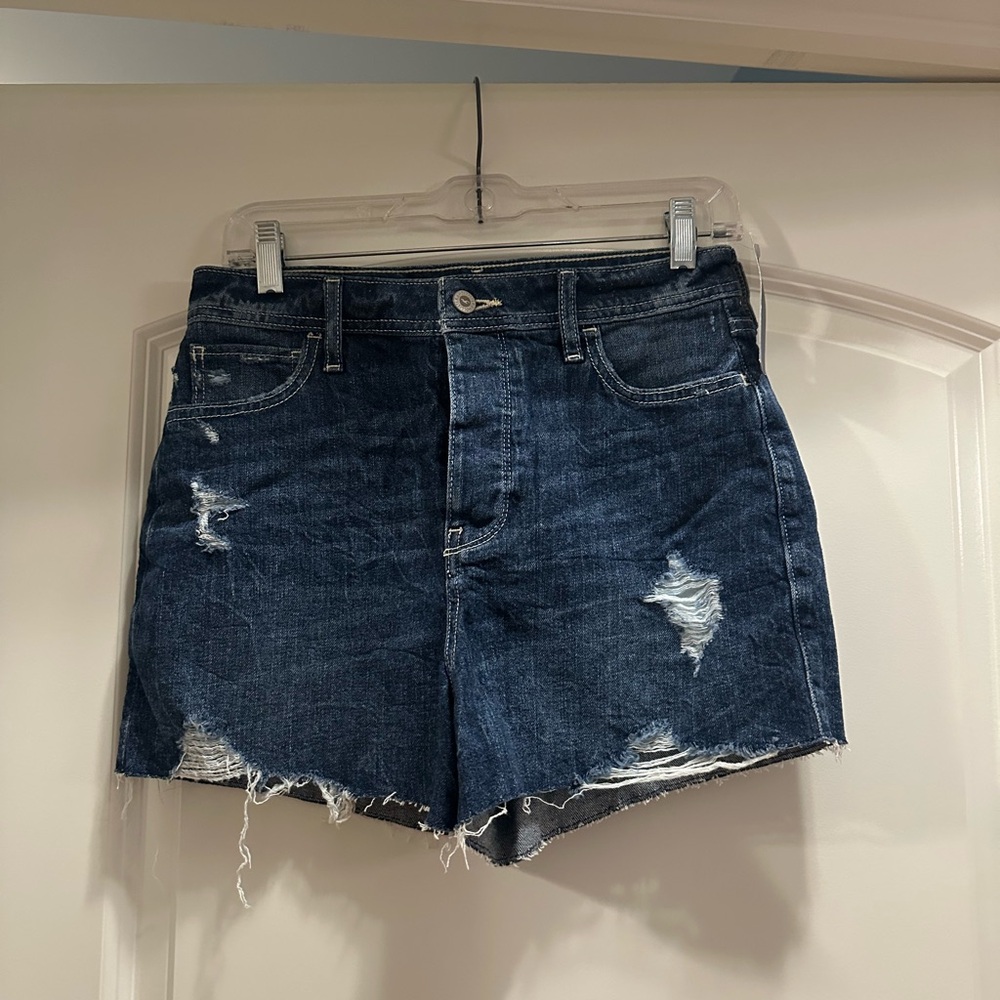 Hollister Dark Blue Distressed Jean Shorts. New With Tags.